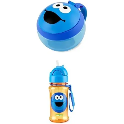 Skip Hop x Sesame Street Cookie Monster Toddler Snack Cup + 12oz Toddler Sippy Cup with Straw