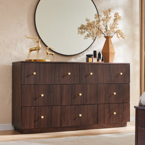 Aberdeen Fluted 8 Dresser for Bedroom, 55" W Tall Dresser Storage Organizer, Modern Bedroom Chest of Drawer with Deep Storage for Closet HallwayEntryway | Wayfair