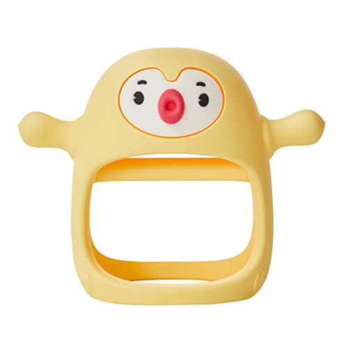 Smily Mia Penguin Buddy Never Drop Silicone Teething Toys for Babies 0-6month,Infant Hand Teether Pacifiers for 0-6Months Breastfeeding Babies, Easter Baby Basket Stuffers for 3-6Months,Yellow - yellow