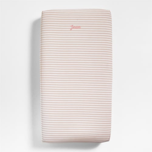 Personalized Frenchie Dusty Blush Organic Cotton Baby Crib Fitted Sheet by Leanne Ford