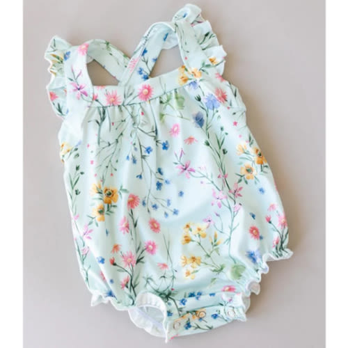Wild Woods Ruffle Cross Back Romper | Mila & Rose