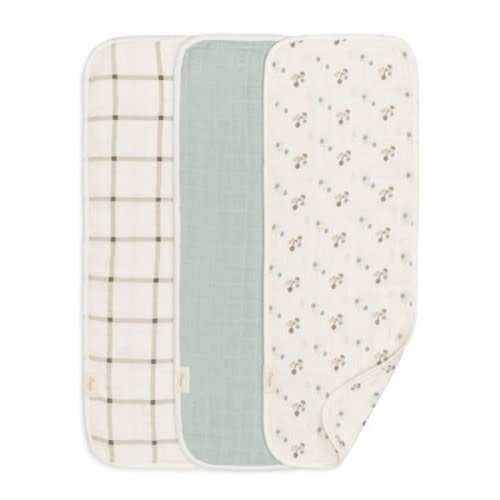 Crane Baby Organic Muslin Burp Cloth Set - 3pk, Color: Avery Poppy