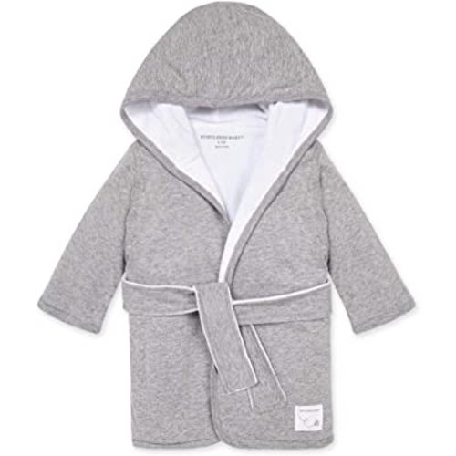 Burt's Bees Baby - Bathrobe, Infant Hooded Robe, Absorbent Knit Terry, 100% Organic Cotton, 0-9 Months (Heather Grey)