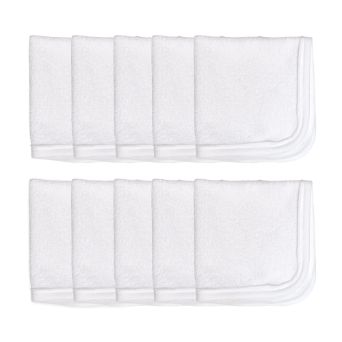 10-Pack Organic Cotton Baby-Terry Wash Cloths, Bright White | Honest Baby Clothing