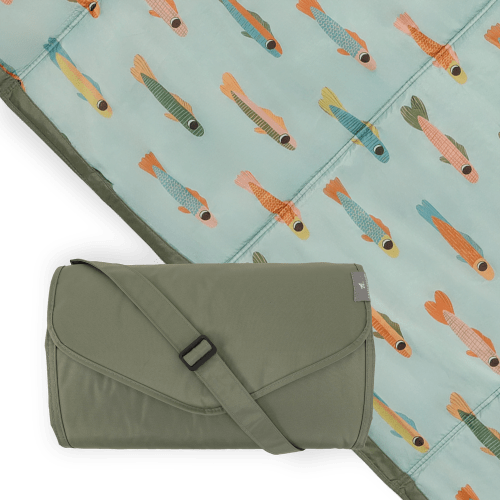 Minnow Pond Outdoor Blanket | Fish Print Waterproof Blanket | Little Unicorn USA