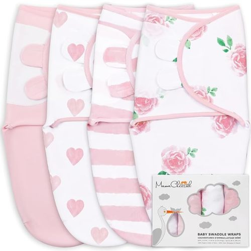 Mama Cheetah Baby Swaddle Sack, Organic Swaddle Blanket, Newborn Swaddle Sleep Sacks, Adjustable Infant Swaddle Wrap, Easy Swaddles for Boy Girl 0-3 Month, Angelic 4-Pack