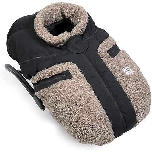 7AM Infant Car Seat Cover - Winter Puffy Cover with Center Zipper for Baby Boys & Girls, Lightweight, Windproof & Water-Repllent Outer Shell, Universal Fit for Infant Car Seat | (0-12M)