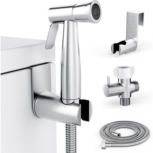 Purrfectzone Bidet Sprayer for Toilet, Handheld Sprayer Kit, Cloth Diaper Sprayer Set - Easy to Install - Stainless Steel