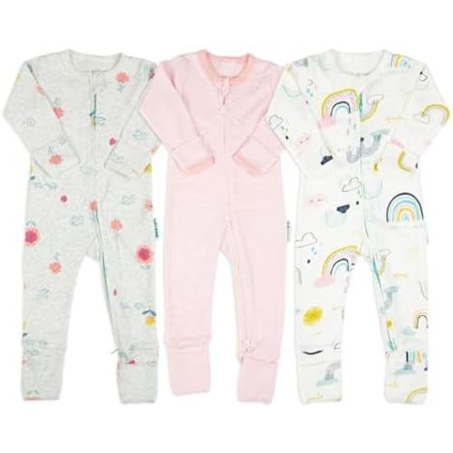 Two-Way Zip Baby Sleep and Play, Footless with Fold Over Foot Covers, 100% Cotton, Unisex Onesie Romper for Boys and Girls