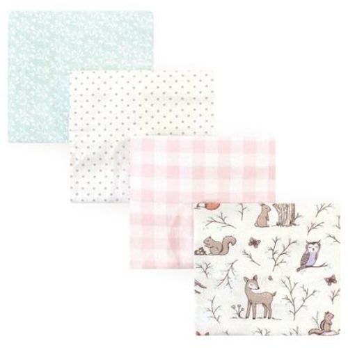 Hudson Baby Infant Girl Cotton Flannel Receiving Blankets, Enchanted Forest, One Size