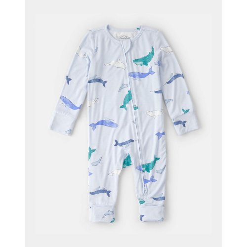 Baby Whale PurelySoft 2-Way Zip Snug Fit Sleep & Play Pajamas - Blue | Carter's