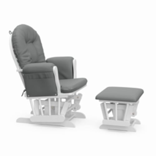Storkcraft Hoop Nursery Glider and Ottoman, White with Gray