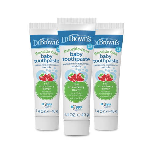 Dr. Brown's Fluoride-Free Baby Toothpaste, Strawberry, 1.4oz, 0-3 Years, 3-Pack
