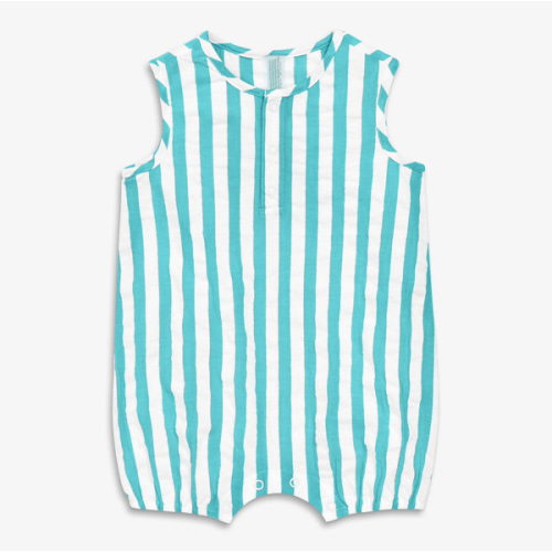 Baby henley tank shortie in seersucker stripe | Primary.com