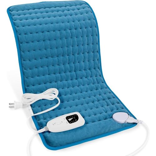 Deepsoon Heating Pad,Electric Heating Pads for Back,Neck,Moist Heating Pad for Abdomen Shoulder Knee Legs,Dry/Moist Heat&Auto Shut Off,Mother's Day Birthday for Men and Women,Blue,24x12 Inch
