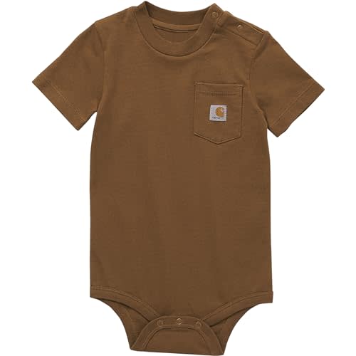 Carhartt Baby Short-Sleeve Pocket Bodysuit, Classic Carhartt Brown, 9M