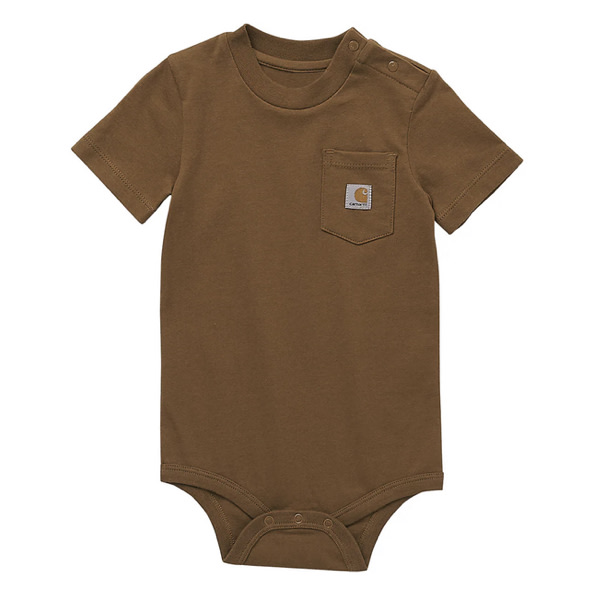 6-9M Carhartt Brown Kids' Short Sleeve Pocket Bodysuit (Baby) | Carhartt