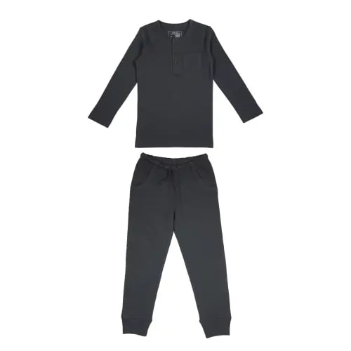Kids' Organic Thermal Henley & Jogger Set in Coal – L'ovedbaby 3T