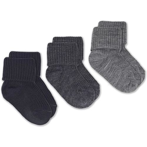 Woolino Wool Baby Socks, Washable Merino Wool Infant Toddler Kids Socks, Newborn to 8 Years (Pack of 3)