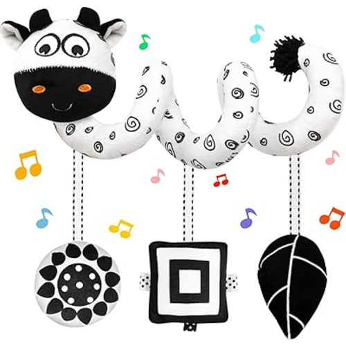 Black and White High Contrast Baby Toys - Sensory Infant Hanging Carseat & Stroller Toy for Newborns 0-6,6-12Months Perfect Easter Birthday & Baby Shower for Babies Boys Girls