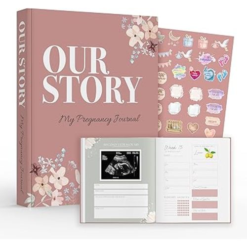 Pregnancy Journal Baby Book – 11” x 8.5” Hardcover Keepsake with Lay-Flat Binding, 3 Sticker Pages, Gift for Expecting Moms, First-Time Mom, Pregnancy Memory Book