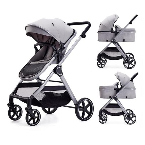 Lortsybab 2 in 1 Baby Stroller, Newborn Infant Toddler Convertible Bassinet Pram Stroller for 0-36 Months Old Babies (Black)