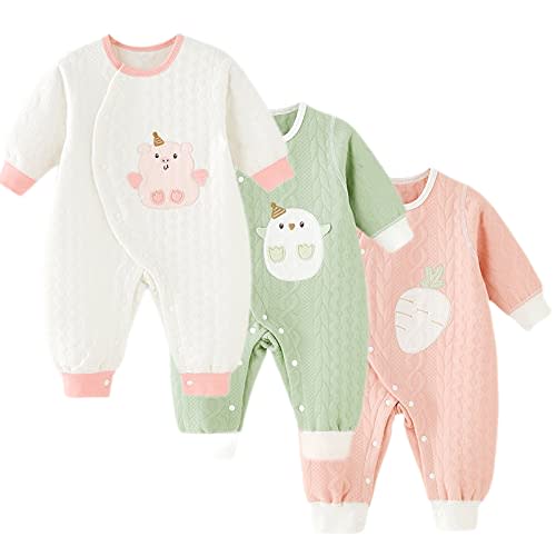 Newborn Baby Boy Girl Organic Cotton Bodysuit Long Sleeve Jumpsuit 3-Pack Outfits Clothes,0-24Months