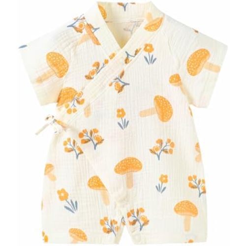 PAUBOLI Newborn Muslin Robe Baby Kimono Onesie Infant Cotton Romper 0-24 Months