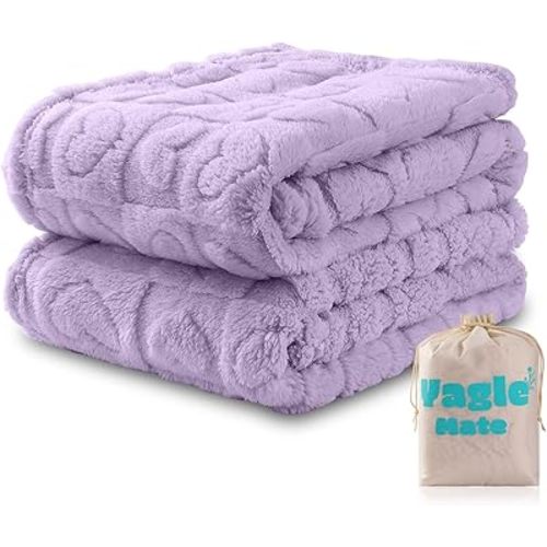 2 Pcs Purple Small Kid Blanket for Girls Soft Cozy Throw Blankets for Bed, Cute Small Travel Blanket, 40 X 50