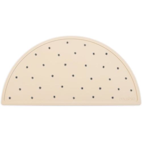 mushie Silicone Placemat for Kids | BPA-Free Non-Slip Design (Black Daisy)