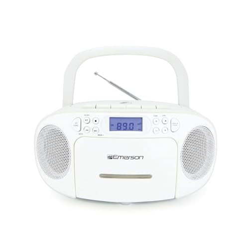 Emerson EPB-3003 Portable CD/Cassette Boombox with AM/FM Radio, White