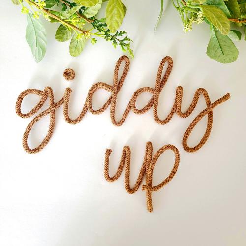 Wire Words "Giddy Up" Wall Signs – Western-Inspired Decor- Nursery, Playroom or Kids Room