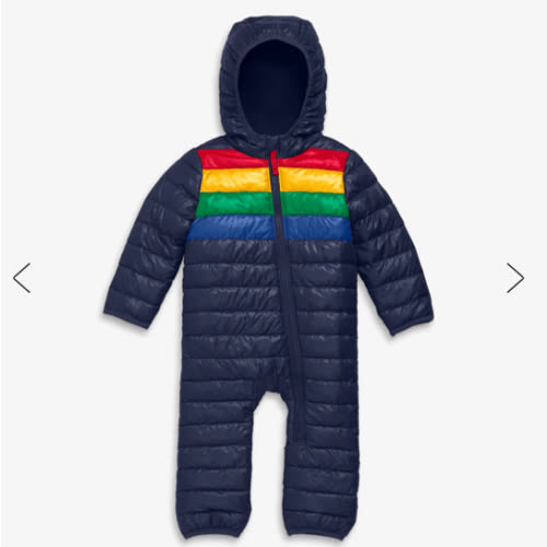 Baby lightweight puffer suit in stripe | Primary.com 6-12 months