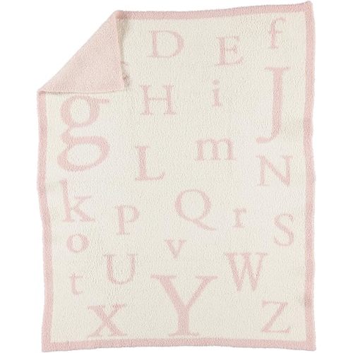 Barefoot Dreams® CozyChic® ABC Blanket, Dusty Rose/Cream