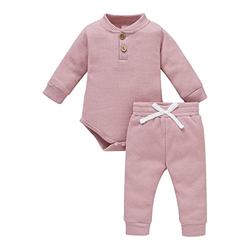 Ledy Champswiin Winter Newborn Baby Boy Girl Clothes Set Ribbed Outfits Unisex Infant Solid Long Sleeve Tops Pants 2PCS