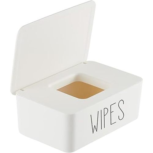 Sleek Baby Wipes Dispenser Easy to Access Bathroom Flushable Butt Wipes Container Holder Refillable,7.28" L x 4.80" W x 2.75" H (White)