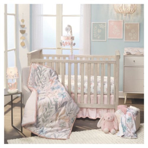 Baby Blooms 3-Piece Pink Floral/Butterfly Baby Crib Bedding Set – Lambs & Ivy
