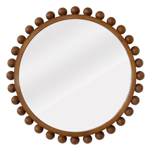 Wood Beaded Wall Mirror, 30"