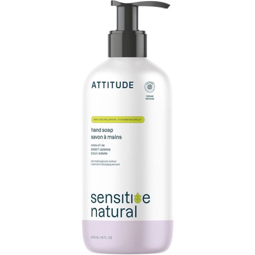 ATTITUDE Hand Soap for Sensitive Skin with Oat, EWG Verified, Dermatologically Tested, Vegan, Sweet Jasmine Scent, 16 Fl Oz