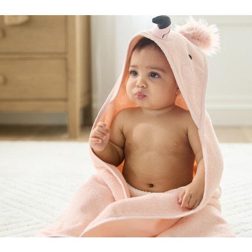 Super Soft Flamingo Baby Hooded Towel & Washcloth Set