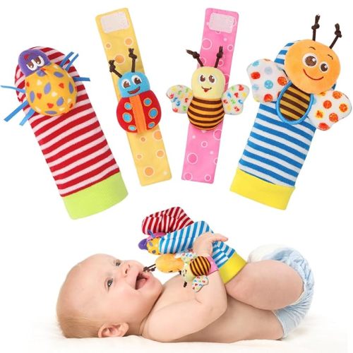 Bloobloomax Baby Rattles Toys for 0-12 Month, Infant Girl Boy Toys for Babies 3-6 Months, Newborn Hand & Foot Toys for 0 to 9 Months, Baby Shower Gifts Set with Wrist Rattle Socks