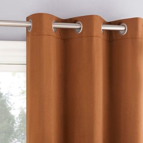 40"x63" Sun Zero Brighton Velvet 100% Blackout Grommet Curtain Panel Terracotta Red: Modern Noise Reduction