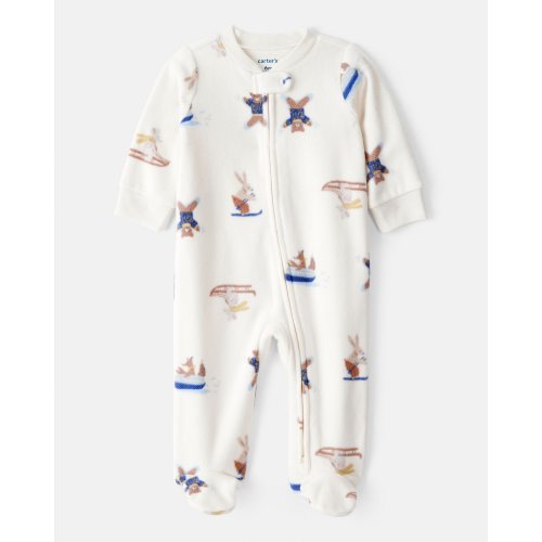 Baby Boy Animal Ski Print Loose Fit Long-Sleeve Sleep & Play Pajamas - Cream - Carter's | Carter's