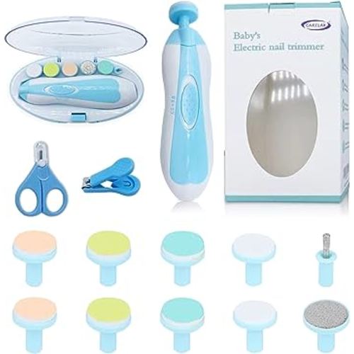 Baby Nail Trimmer File with Light Safe Electric Nail Clippers Kit for Newborn Infant Toddler Kids Toes and Fingernails Care, Polish and Trim Battery Operated (AA)