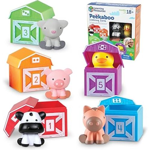 Learning Resources Peekaboo Learning Farm - Farm Animals for Toddlers, Educational Fine Motor Montessori Sets, Toddler Animal Toys, Counting, Sorting & Matching Barn Animal Toy, Little Animal Figures