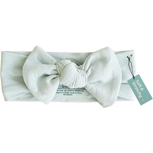 Caden Lane Baby Headwrap with Knotted Bow, Soft & Stretchy Bamboo Viscose, Comfortable Infant Hairband for Newborn & Toddler Girls, Ideal Gift for Baby Shower & Milestone Celebration, Lily Pad Green