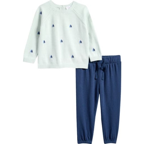 Embroidered Crewneck Sweater & Terry Cloth Joggers Set, 3M