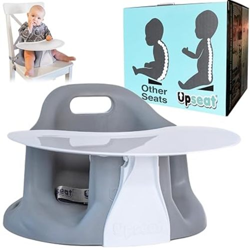 Upseat – The Original Ergonomic Baby Floor & Booster Seat with Tray, Developed with Physical Therapists for Upright Posture & Healthy Hip Development, 4–24 Months, Extra-Large Tray (Sage)
