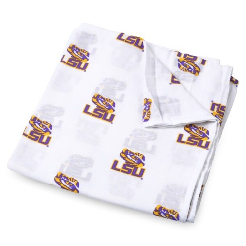 LSU Tigers Three Little Anchors Infant 47'' x 47'' Muslin Swaddle Blanket - White
