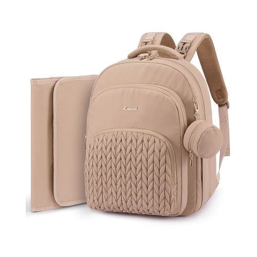 LOVEVOOK Diaper Bag Backpack, Baby Bag with Changing Pad for Mom Dad, Large Waterproof Mommy Bag with Stroller Buckles, Travel Essential with Pacifier Case & Insulated Bottle Pockets, Khaki